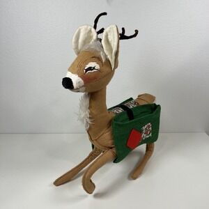 ANNALEE Doll 18" Reindeer with Saddlebags and Pipe Cleaner Antlers 1978 Tush Tag